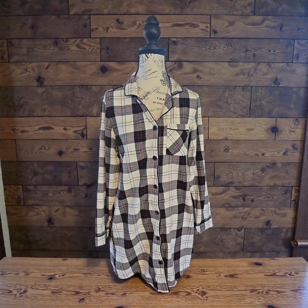 Wondershop White And Black Plaid‎ Nightshirt